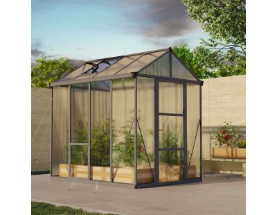 Serre de jardin en aluminium gris et polycarbonate Glory (4.8m²)