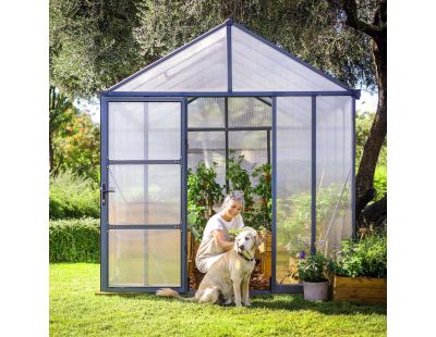 Serre de jardin en aluminium gris et polycarbonate Glory (9.2m²)