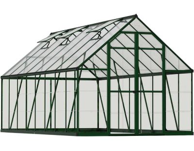 Serre de jardin en aluminium vert et polycarbonate Balance (11.9m²)