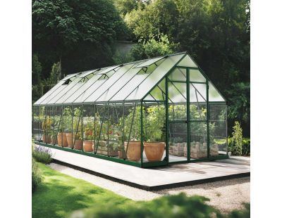 Serre de jardin en aluminium vert et polycarbonate Balance (14.8m²)