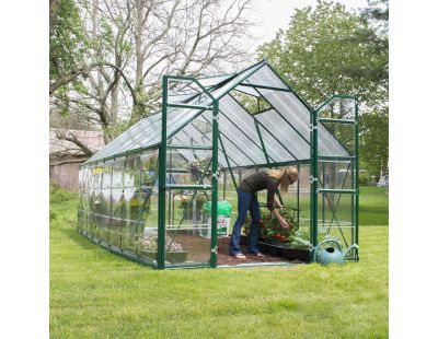 Serre de jardin en aluminium vert et polycarbonate Balance (11.9m²)