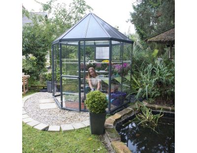 Serre de jardin hexagonale en aluminium et polycarbonate Oasis (4m²)