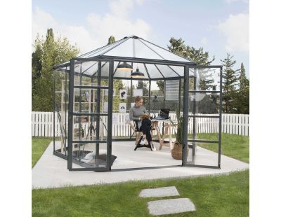 Serre de jardin hexagonale en aluminium et polycarbonate Oasis (8.6m²)