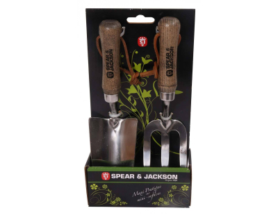 Set de 2 mini outils à fleurs inox manche en frêne