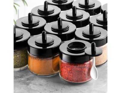 Set de 12 pots à épices couvercles avec cuillères intégrées