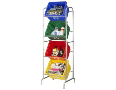 Set support en métal et caisses de recyclage Nesta (4 caisses de 32 litres)