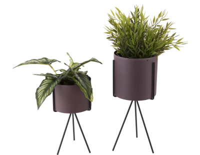 Set de 2 supports à plantes ronds Pedestal (Violet)