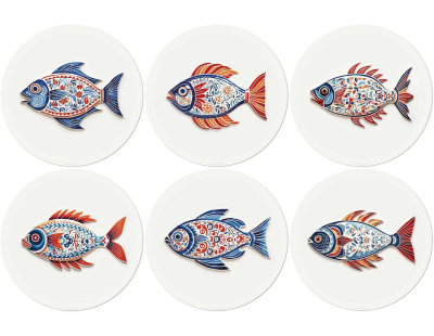 Set de table en vinyle 38 cm Fish (Lot de 6 sets de table motifs assortis)