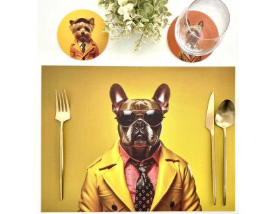 Set de table en vinyle 40 x 30 cm Funny dog (Lot de 2 sets de table assortis)