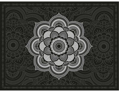 Set de table en vinyle 40 x 30 cm (Lot de 6) (Mandala noir et gris)