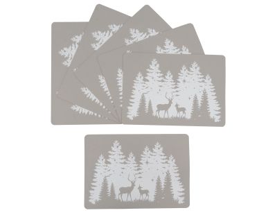 Sets de table rectangulaires en vinyle gris Cerf (lot de 6)