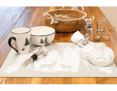 Sets de table rectangulaires en vinyle gris Cerf (lot de 6)