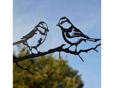 Silhouette sur pique en acier noir (Mésange bleue)