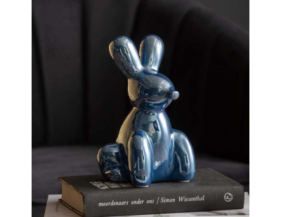 Statue en céramique Balloon Bunny (Bleu foncé)