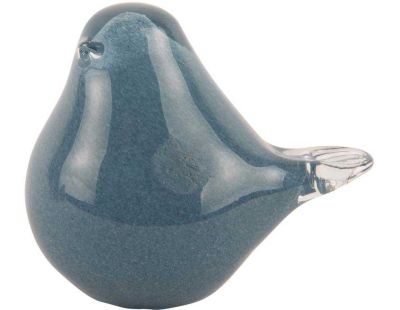 Statue en verre Fat Bird 9 x 6 x 8 cm (Bleu clair)