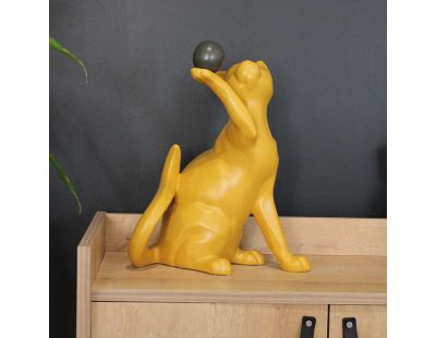 Statuette en céramique chat avec balle Shadow (Jaune)