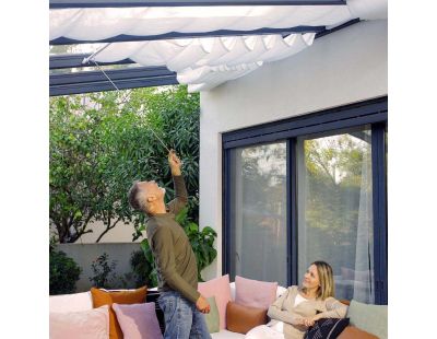 Stores de toit pour pergola effet lin Stockholm (Pour pergola Stockholm 3.4 x 6.6 m)