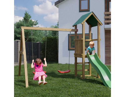 Structure de jeux en bois avec balançoire double Lucas