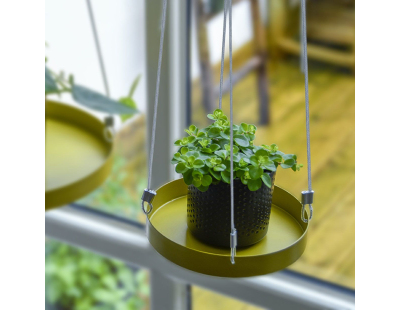 Support à plantes rond à suspendre doré (Diamètre de 14 cm)