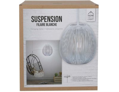 Suspension boule filaire 26 cm Maia (Blanc)