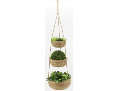 Suspension 3 pots en jonc naturel