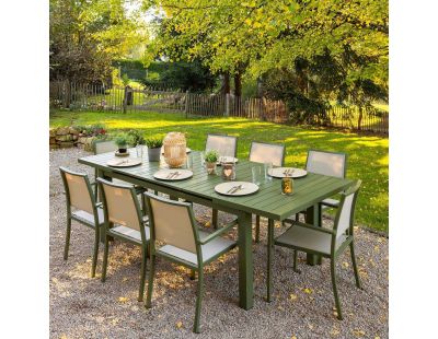 Table en aluminium extensible 8 à 10 personnes Santorin (Kaki)