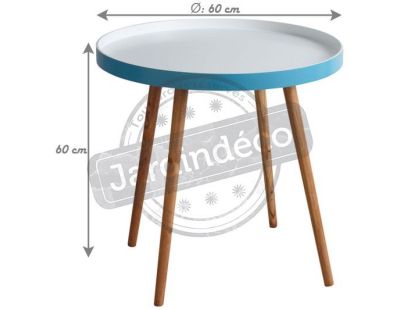 Table d'appoint en bois et MDF laqué bleu