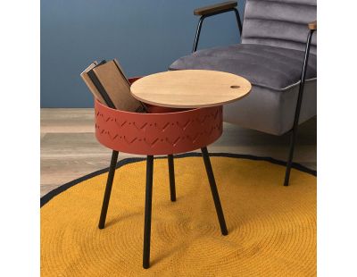 Table d'appoint avec coffre intégré Eugénie (Rouge brique)