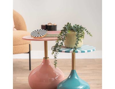 Table d'appoint en métal Candy Swirl (Turquoise)