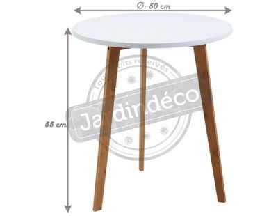 Table d'appoint ronde en bois et MDF laqué blanc