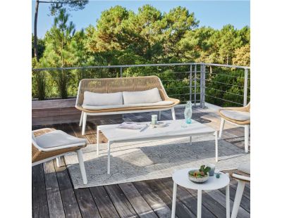 Table basse de jardin plateau céramique Ambiance (Blanc)