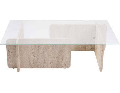 Table basse en verre et aggloméré 105 x 65 x 30 cm Escape (Beige Travertine)