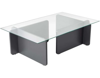 Table basse en verre et aggloméré Flavio (Anthracite)