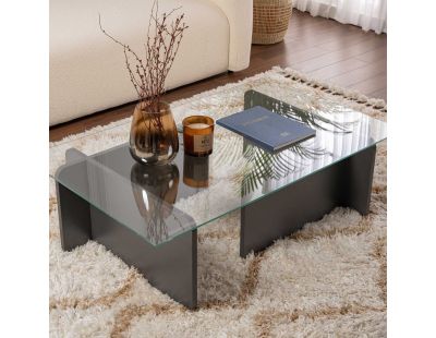 Table basse en verre et aggloméré Flavio (Anthracite)