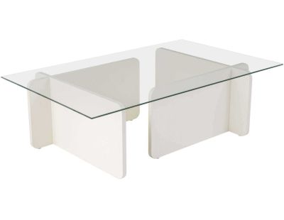 Table basse en verre et aggloméré Flavio (Blanc)