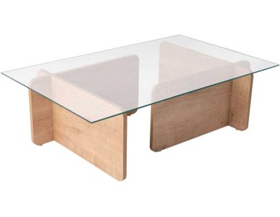 Table basse en verre et aggloméré Flavio (Chêne)