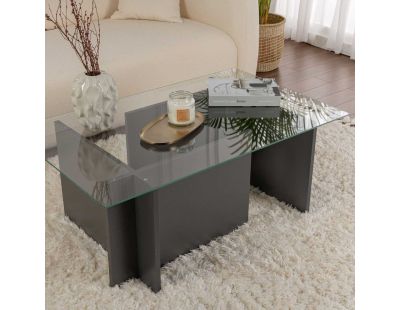 Table basse en verre et aggloméré Vetrino (Anthracite)