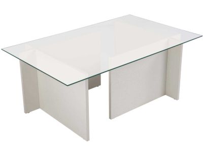 Table basse en verre et aggloméré Vetrino (Blanc)