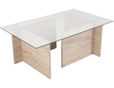 Table basse en verre et aggloméré Vetrino (Travertine)