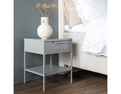 Table de chevet en acier Sacramento (Gris clair)