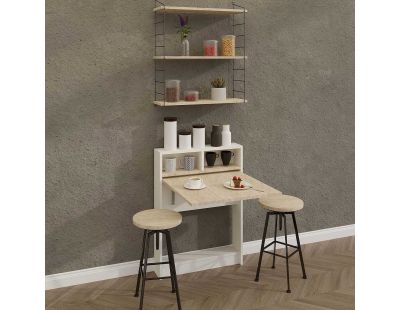 Table de cuisine pliante avec rangements Bracked (Beige)