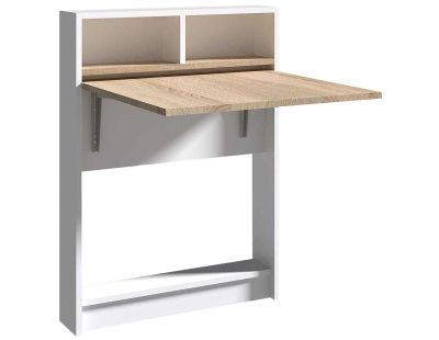 Table de cuisine pliante avec rangements Bracked (Blanc, Marron)