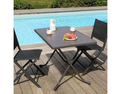 Table de jardin en acier 4 personnes en acier Cola (Gris)