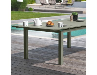 Table de jardin en aluminium anthracite avec rallonge automatique 240 à 300 cm Miami (Kaki)