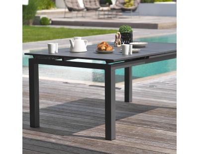 Table de jardin en aluminium anthracite avec rallonge automatique 240 à 300 cm Miami (Gris anthracite)