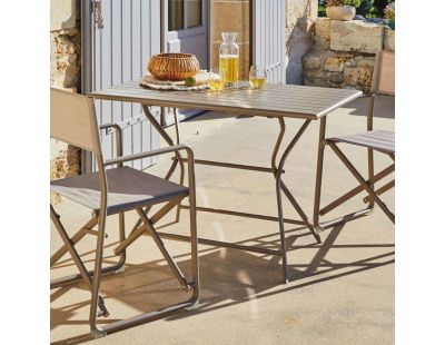 Table de jardin en aluminium 4 personnes Globe (Sable)