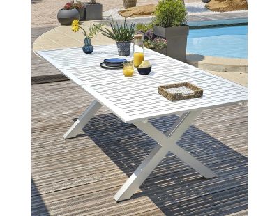 Table de jardin en aluminium avec rallonge automatique Floride (Blanc)