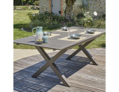 Table de jardin en aluminium avec rallonge automatique Floride (Quartz)