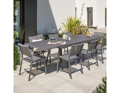 Table de jardin en aluminium avec rallonge intégrée Stockholm (Plateau réglable de 200 à 300 cm - finition strié)