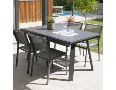 Table de jardin en aluminium avec rallonge intégrée Stockholm (Plateau réglable de 150 à 225 cm - finition strié)